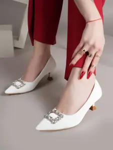 Lavie Embellished Pointed Toe Kitten Heel Sandals