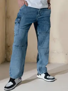 Hubberholme Men Comfort Relaxed Fit Cargo Mid-Rise Jeans