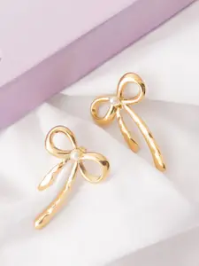 PANASH Gold-Plated Bow Shaped Drop Earrings