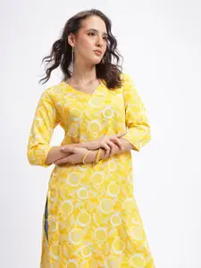 Anouk Rustic Floral Printed V- Neck Straight Kurta