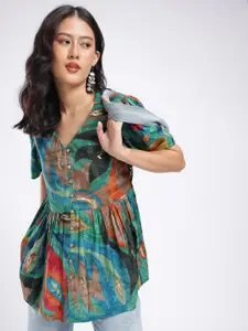 Anouk Rustic Floral Printed A-Line Kurti