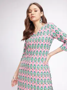 Anouk Rustic V-Neck Ethnic Motifs Printed Straight Kurta