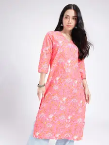 Anouk Rustic V-Neck Floral Printed Straight Kurta