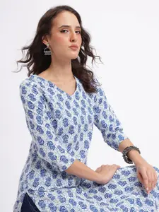 Anouk Rustic Ethnic Motifs Printed V-Neck Calf Length Regular Kurta