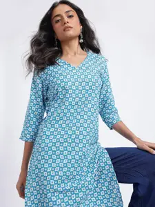 Anouk Rustic Ethnic Motifs Printed V-Neck Calf Length Regular Kurta
