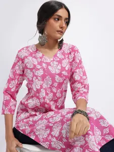 Anouk Rustic Floral Printed V-Neck Straight Kurta