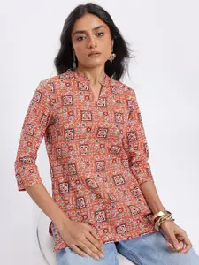 Anouk Rustic Ethnic Motifs Printed Mandarin Collar Straight Kurti