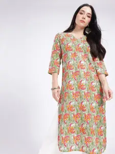 Anouk Rustic V-Neck Floral Printed Straight Kurta