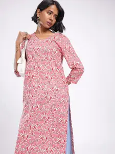 Anouk Rustic Floral Printed V-Neck Straight Kurta