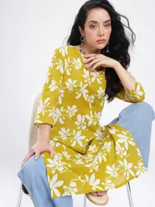 Anouk Rustic Floral Printed V-Neck Straight Kurta