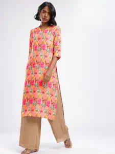 Anouk Rustic V-Neck Floral Printed Straight Kurta