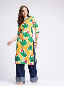 Anouk Rustic V-Neck Floral Printed Straight Kurta