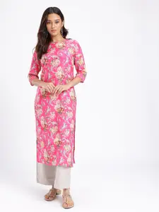 Anouk Rustic Floral Printed Straight Kurta