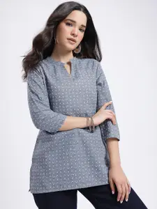 Anouk Rustic Floral Printed Mandarin Collar Straight Kurti