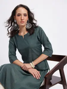 Anouk Rustic Self-Striped Textured Straight Kurta