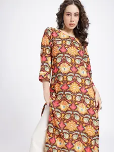 Anouk Rustic Floral Printed Keyhole Neck Straight Kurta