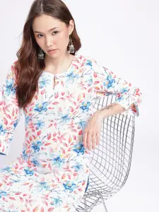 Anouk Rustic Floral Printed Keyhole Neck Kurta