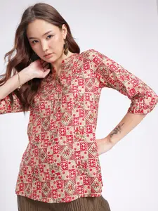 Anouk Rustic Geometric Printed Mandarin Collar Kurti