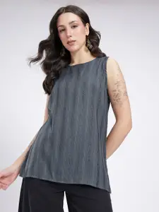 Anouk Rustic Woven Design Striped Straight Sleeveless Kurti