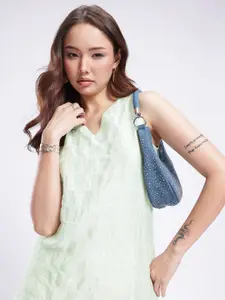 Anouk Rustic V-Neck Woven Design Striped Sleeveless Kurti