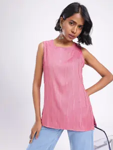 Anouk Rustic Woven Design Striped Straight Kurti