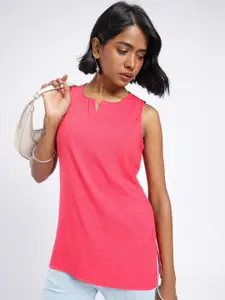 Anouk Rustic Striped Straight Sleeveless Kurti