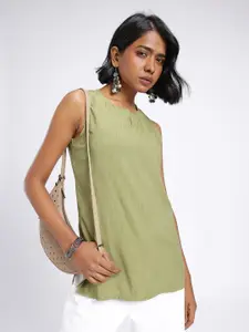 Anouk Rustic Striped Straight Sleeveless Kurti