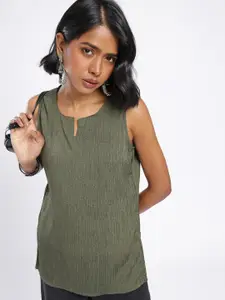 Anouk Rustic Striped Straight Sleeveless Kurti