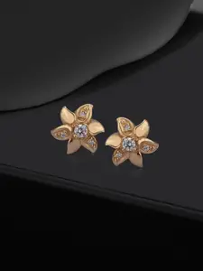 DressBerry 925 Sterling Silver 18kt Rose Gold Plated CZ Floral Stud Earring
