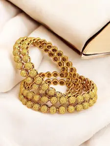 FEMMIBELLA Set Of 4 Gold-Plated Ball Design Bangles