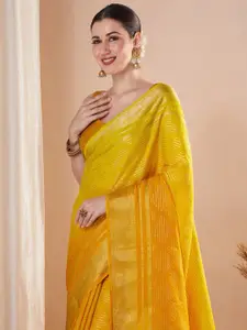 Saree mall Woven Design Striped Zari Pure Georgette Banarasi Sarees