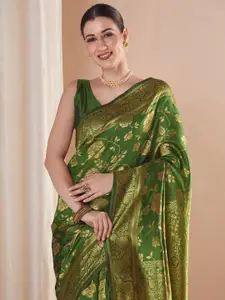 Saree mall Ethnic Motifs Zari Silk Blend Banarasi Sarees