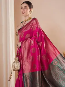 Saree mall Ethnic Motifs Woven Design Zari Banarasi Sarees