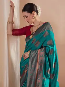 Saree mall Ethnic Motifs Zari Banarasi Sarees With Unstitched Blouse Piece