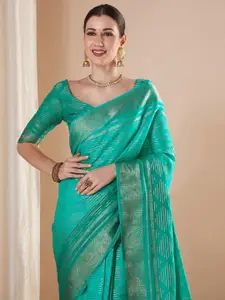 Saree mall Ethnic Motifs Woven Design Pure Georgette Banarasi Sarees