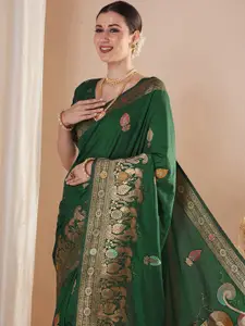 Saree mall Ethnic Motifs Woven Design Zari Banarasi Sarees