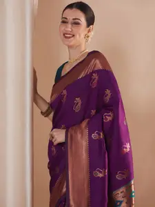 Saree mall Ethnic Motifs Woven Design Zari Paithani Sarees