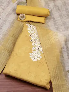 Biba Floral Printed Sequinned Linen Unstitched Dress Material