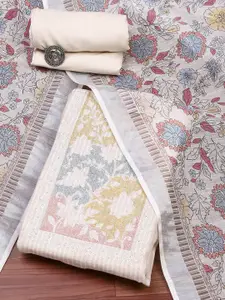 Biba Floral Printed Linen Unstitched Dress Material