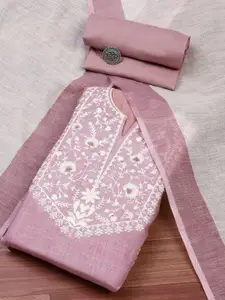 Biba Floral Embroidered Unstitched Pure Cotton Dress Material