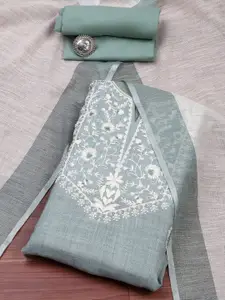 Biba Floral Embroidered Unstitched Pure Cotton Dress Material