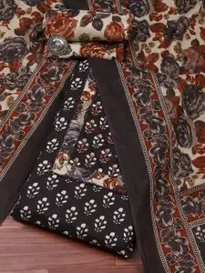 Biba Floral Printed Mirror Work Pure Cotton Unstitched Dress Material