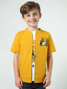 CHARCHIT Boys Graphic Printed Pure Cotton Jacket With T-shirt