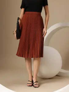 Chemistry Women Accordion Pleated Crepe Flared Skirt