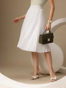 Chemistry Women Accordion Pleated Crepe Flared Skirt