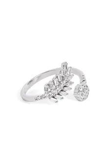 Luxevogue 925 Sterling Silver Rhodium Plated Princess Halo Baguette Diamond Ring