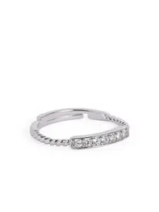 Luxevogue 925 Sterling Silver Rhodium Plated Princess Adjustable Ring Band