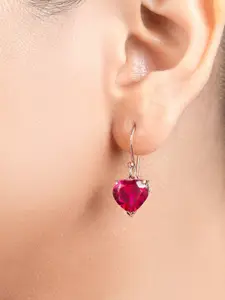 Zavya 92.5 Stainless Steel Pure Silver Heart Shaped Drop Earrings