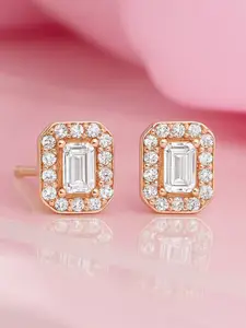 Zavya 92.5 Stainless Steel Pure Silver Cubic Zirconia Studded Studs Earrings