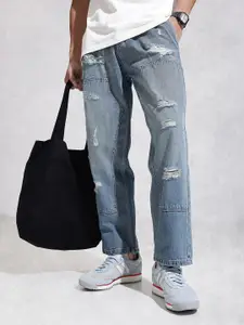 WROGN Men Loose Fit Mid-Rise Highly Distressed Light Fade Pure Cotton Jeans